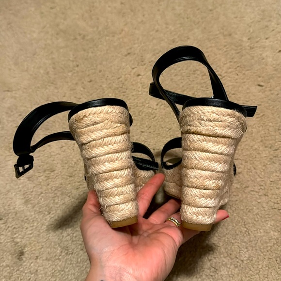 Franco Fortini Black Espadrille Heels Size 6.5 - Picture 7 of 7